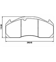 Pastillas de Freno (1054)(249MM) VOLVO B7-B9, FL 618/FM9/FM12/FH12,(DEL/TRAS)