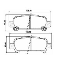 Pastillas de Freno (0600)(108MM)SUBARU BAJA (03/06)/ IMPREZA (00/02) TRASERA
