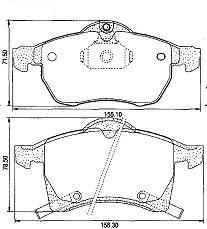 Pastillas de Freno (0588)(156MM) CHEVROLET ZAFIRA, ASTRA, MERIVA, VECTRA