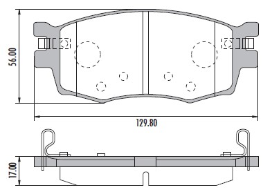 Pastillas de Freno (0807) (129MM)HYUNDAI ACCENT 1.4-1.5-1.6/ KIA RIO 1.6 (05/.)