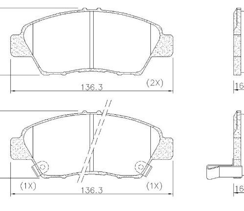 Pastillas de Freno (0952)(136MM) HONDA FIT II - INSIGHT II (08/..), CIVIC