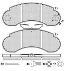 Pastillas de Freno (0476)(145MM) MERCEDES BENZ 90 A 180 (ROSCA GRUESA)