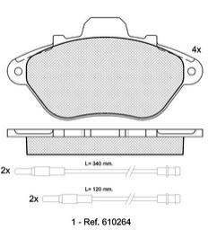 Pastillas de Freno (0188) (130MM) PEUGEOT 605 (TRES SALIENTES)  (90/94)