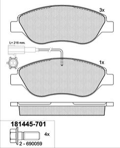 Pastillas de Freno (0747)(151MM) FIAT STILO 2.4 20V (01/..) CON SENSOR