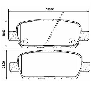 Pastillas de Freno (0876)(105MM) NISSAN TIIDA /350 Z/ ALTIMA/ MAXIMA TRASERA