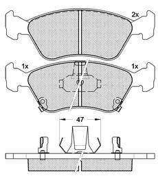 Pastillas de Freno (0516)(156MM) TOYOTA AVENSIS - CARINA (99/..)