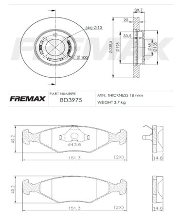 KIT DE FRENO VW POLO/ GOL (BD3975 + FL-PD51)