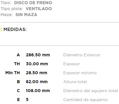 (286.6MM) DISCO DE FRENO FORD F-100 S/MAZA