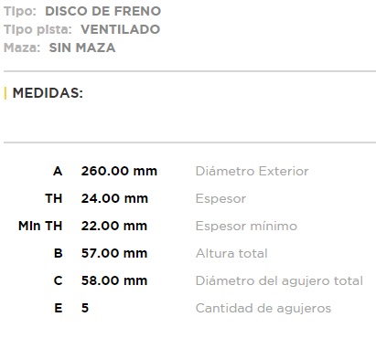 (18060)(260MM) SUBARU LEGACY, IMPREZA