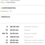 (14002)(261MM) FORD RANGER C/MAZA Y TORNILLOS