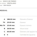 (15016)(288MM) VW GOLF 2.0I, PASSAT 2.0I 16 V