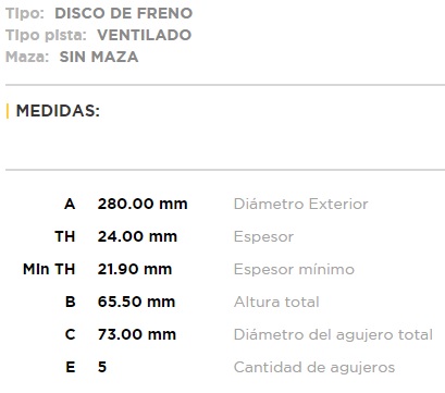 (280MM) PEUGEOT BOXER / FIAT DUCATO/ CITROEN JUMPER