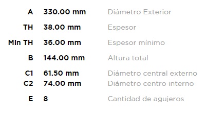 (14104)(330MM) FORD F100 DUTTY- F2000 C/MAZA ROSCA FINA