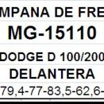 SOLO FUNDICION (15110)(15150)(279,4MM) DODGE D-100, D-200 DE