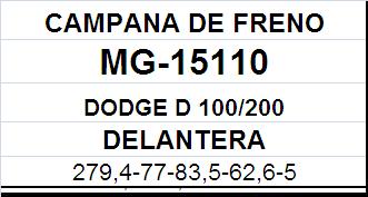 (15150)(279,4MM) DODGE D-100, D-200 DELANTERA (FUNDICION)