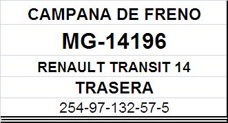 (14196)(254MM) FORD TRANSIT 14 PULGADAS