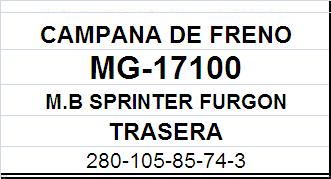 (17100)(280MM) M. BENZ SPRINTER FURGON