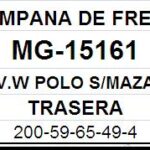 (15161)(200MM) VW POLO MODELO NUEVO SIN MAZA/ VOYAGE UP