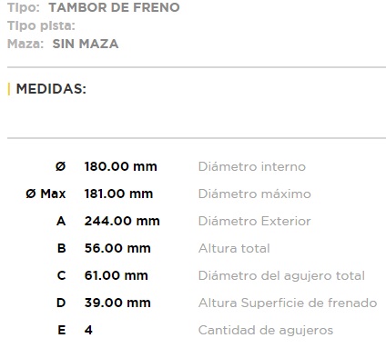 (21101)(180MM) HONDA FIT TRAS