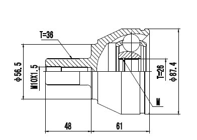 (NJH81-8131)(INT-26/EXT-36) FORD FOCUS II C/ BULON