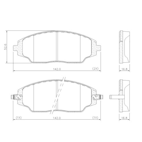 Pastillas de Freno (1087)(142MM) CHEVROLET SPIN, COBALT, SONIC,ONIX