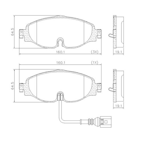 PASTILLAS DE FRENO (1130)(160MM) AUDI A3, TT VOLKSWAGEN BEETLE GOLF PASSAT VENTO TAOS
