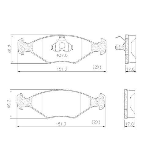 Pastillas de Freno (0302) (151MM) FIAT DUNA-UNO-SPAZIO/ VW GOL-GACEL-SENDA