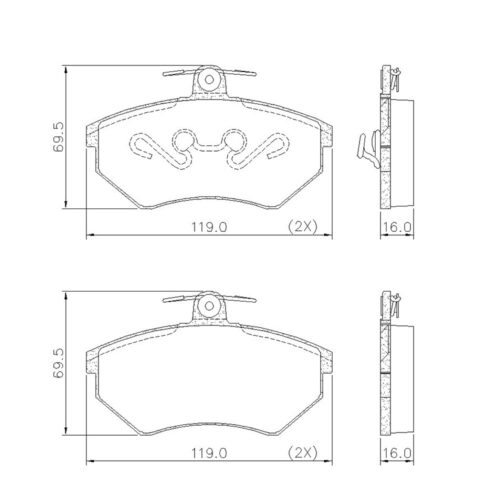 Pastillas de Freno (0528)(118MM) VW GOLF, CADDY / AUDI A4 / SEAT IBIZA CORDOBA