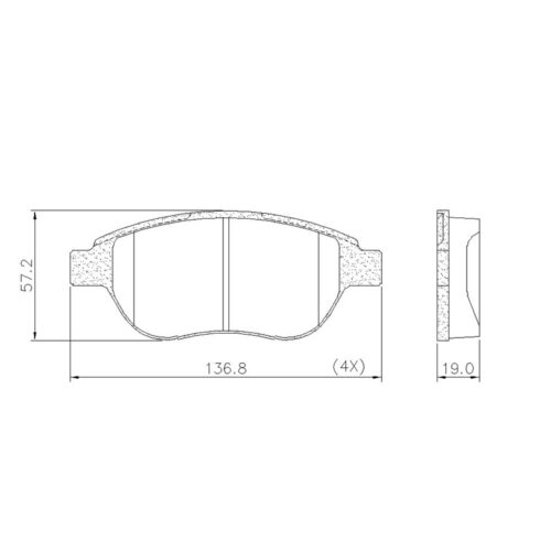 Pastillas de Freno (0728)(136MM) PEUGEOT 307 / CITROEN C4 / FIAT PUNTO(M-Z3153M