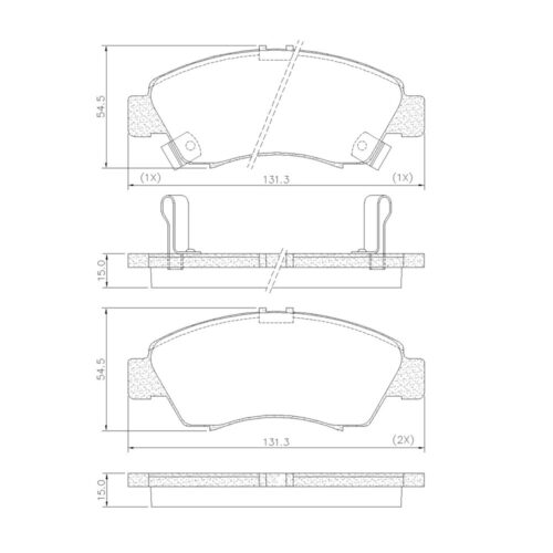 Pastillas de Freno (0080) (131MM) HONDA CIVIC 1.3 DX (91/..), 1.5 I 16V DX,