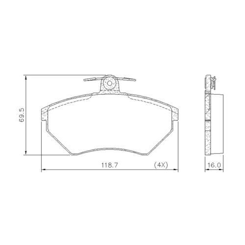 Pastillas de Freno (0513)(118MM) VOLKSWAGEN CADDY - GOLF - PASSAT / AUDI A4