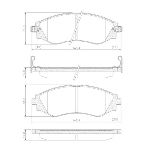 Pastillas de Freno (0490)(143MM) CHEVROLET AVEO / DAEWOO CIELO, ESPERO
