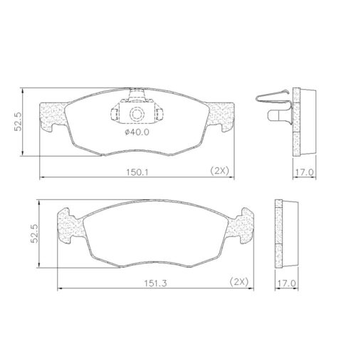 Pastillas de Freno (0735)(151MM) FIAT DOBLO - PALIO - GRAN SIENA (MZ-3231M)