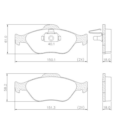 Pastillas de Freno (0619)(151MM) FORD ECOSPORT (03/..) - FIESTA (MZ-3139M)