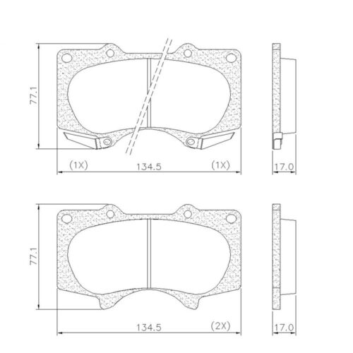 Pastillas de Freno (0825)(134MM) TOYOTA HILUX SW4, SEQUOIA, TACOMA(MZ-3176M)