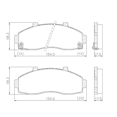 Pastillas de Freno (0527)(154MM) KIA BESTA GS (MODELO NUEVO) 97/99