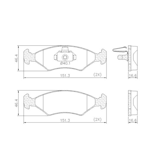 Pastillas de Freno (0500) (151MM) FORD COURIER, FIESTA ZETEC 16V- PUMA 1.7 16V