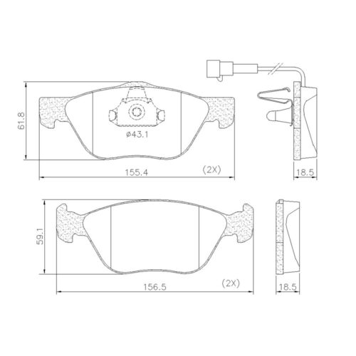 Pastillas de Freno (0372) (156MM) ALFA ROMEO 145/ FIAT MAREA, PUNTO
