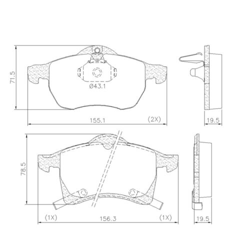 Pastillas de Freno (0588)(156MM) CHEVROLET ZAFIRA, ASTRA, MERIVA, VECTRA
