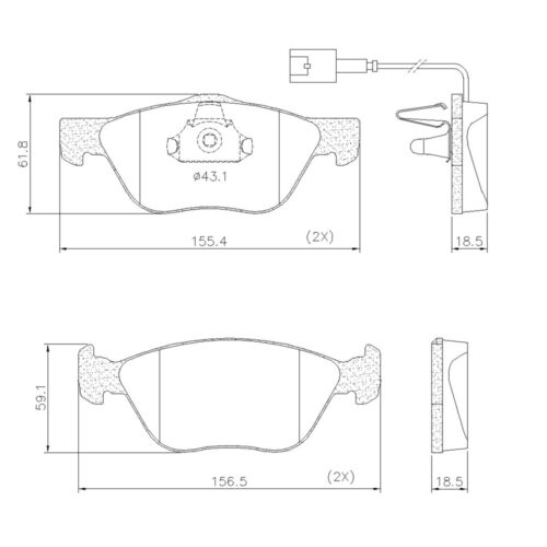 Pastillas de Freno (0881)(155MM) FIAT IDEA 1.8 ADVENTURE/ ALFA ROMEO/ LANCIA