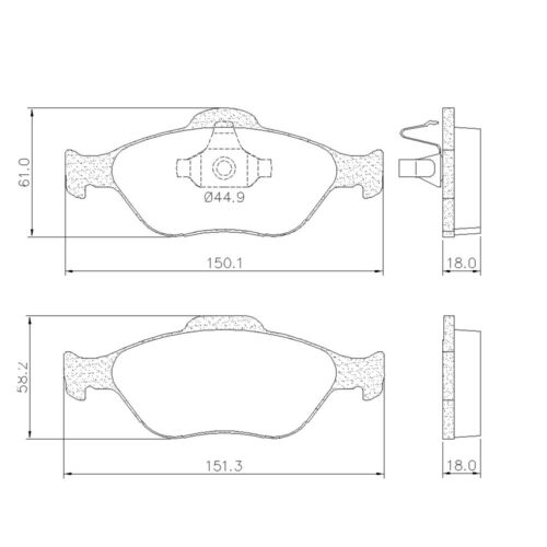 Pastillas de Freno (0987)(151MM) FORD ECOSPORT (09/..) - FIESTA (09/..)(MZ-3222