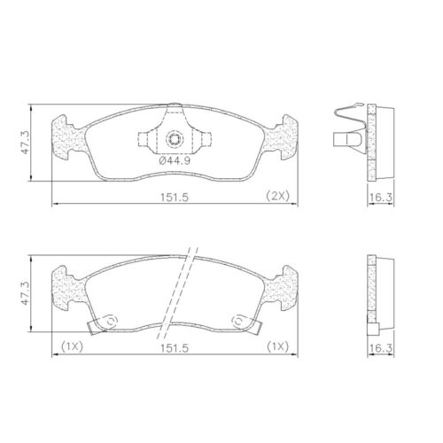 Pastillas de Freno (1061)(151MM) CHEVROLET COBALT, ONIX, PRISMA (12/..)