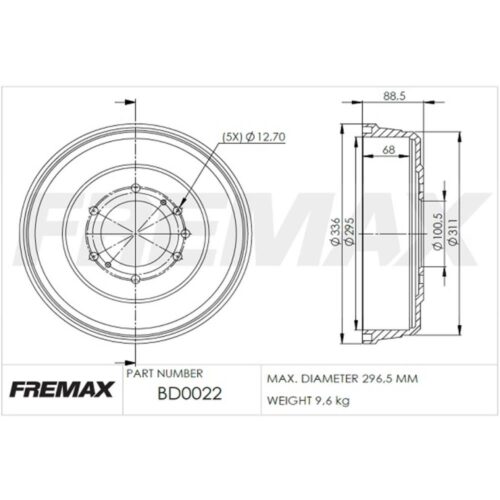 (336MM) NISSAN PICK UP FRONTIER  X-TERRA 2.0-2.5-2.7 CAMPANA