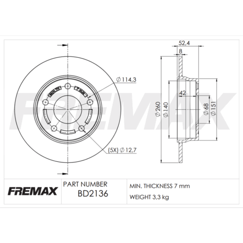 (260MM) NISSAN SENTRA 1.6- 1.8- 2.0 TRASERO SOLIDO