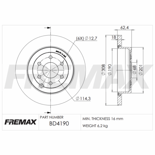 (308MM) NISSAN NP 300- FRONTIER (TRASERO VENTILADO)