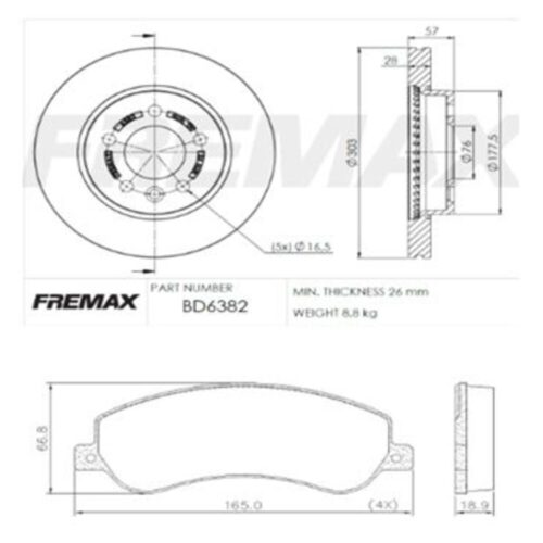 KIT DE FRENO VW AMAROK/ FORD TRANSIT (BD6382 + FL-PD/1028)
