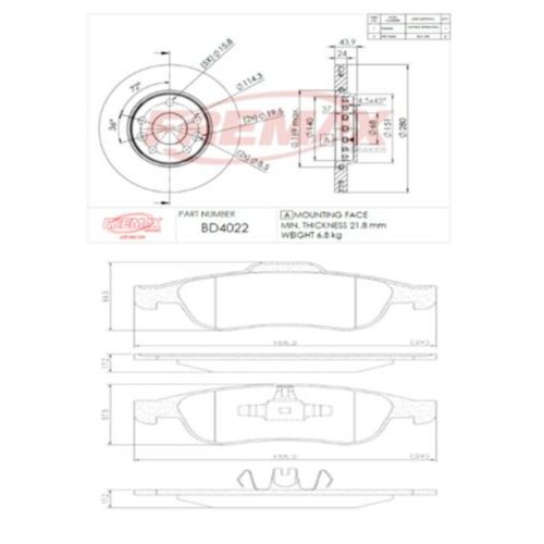 KIT DE FRENO RENAULT DUSTER 2.0- FLUENCE 1.6 (BD4022 + FL-PD/1422)