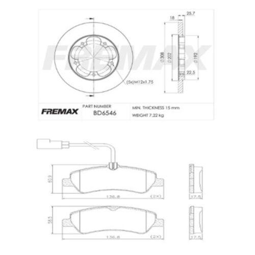 KIT DE FRENO FORD TRANSIT TRESERA (15/23) (BD6546 + FL-PD/1603-A)