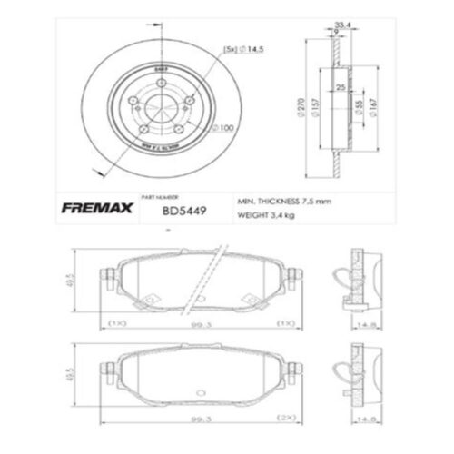 KIT DE FRENO TOYOTA COROLLA (20/...) (BD5449 + FL-PD/2209)