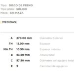 (22000)(270MM) CHRYSLER PT CRUISER / NEON SRT (TRASERO)